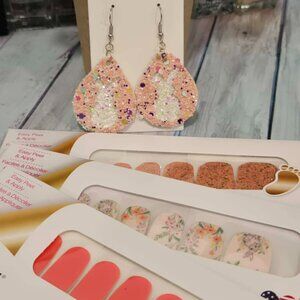 Color Street Peach Bunny Press On Nail design Bundle